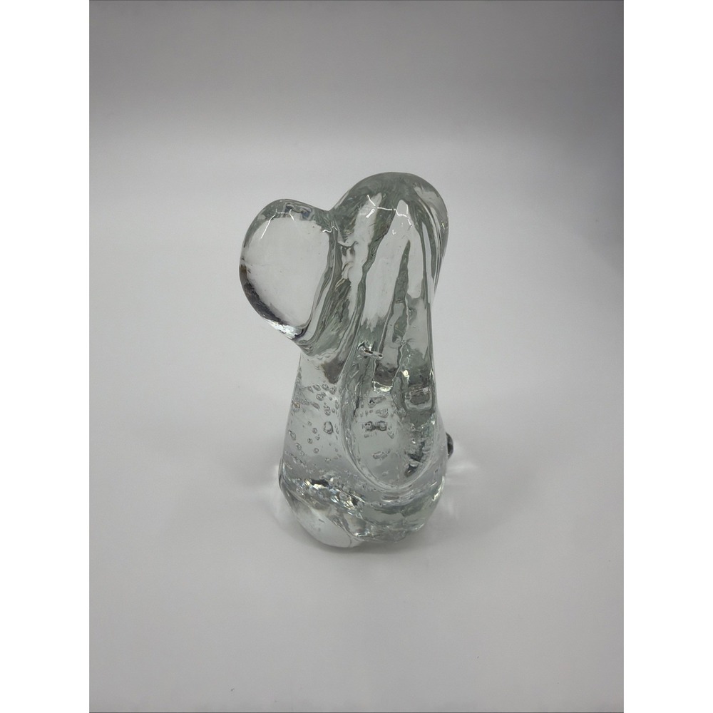 Art Glass Dog Basset Hound Bullicante Clear Glass Paper Weight Vintage 4"